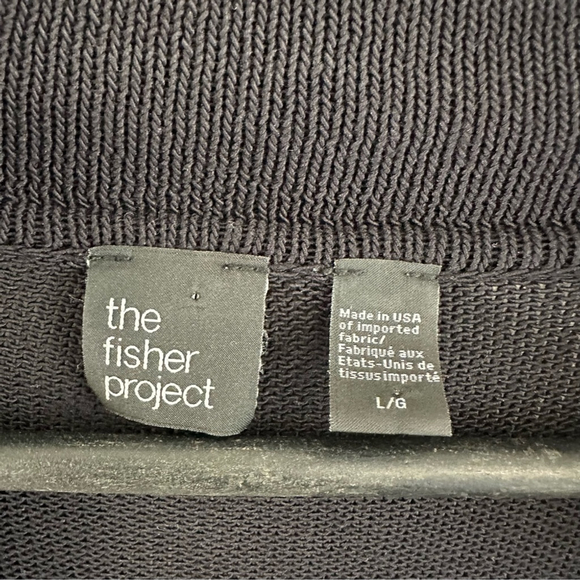 Eileen Fisher The Fisher Project Black Long Line Open Cardigan Size Large - Picture 4 of 10